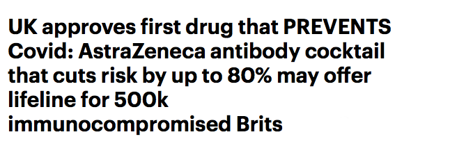 全民抗体率高达98%，英国批准首个能预防新冠的药物
