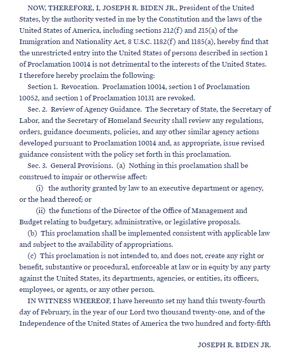 刚刚，拜登政府撤销一项签证禁令！更多禁令撤销正在路上？