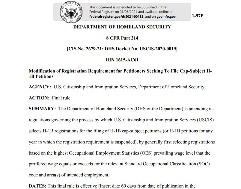 美国国土安全部通过H-1B新规，高技能人才将被优先选择！对留学生有什么影响？