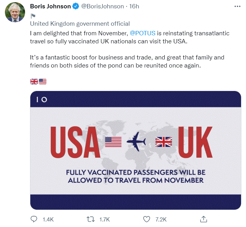 英美团聚，美国宣布解除旅行禁令！