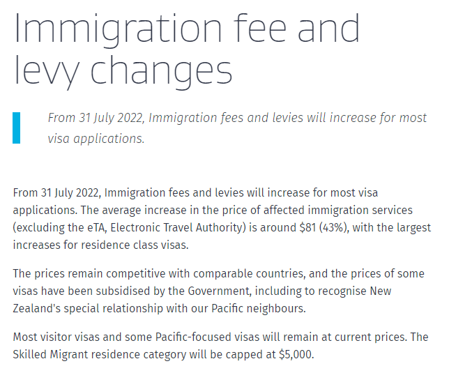 7月31号以后，新西兰签证费用整体上调！