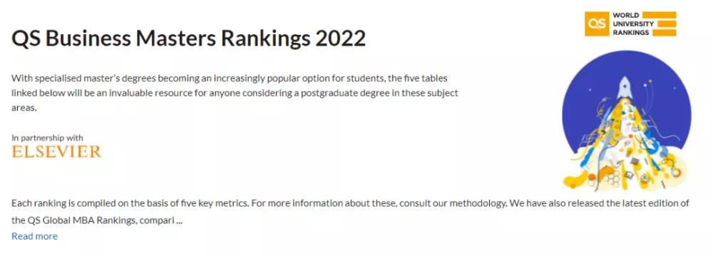 QS发布2022年商科硕士排名！金融、管理、市场营销专业这些院校最牛