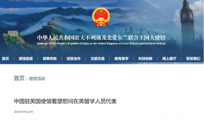 中国驻英使馆看望慰问在英留学人员代表