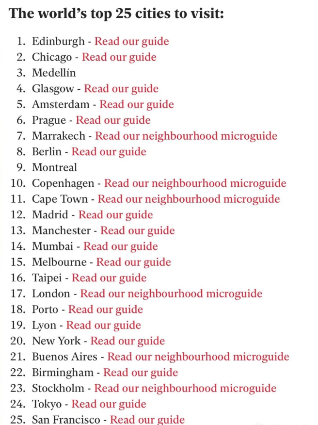 爱丁堡在全球最佳旅游城市中名列榜首